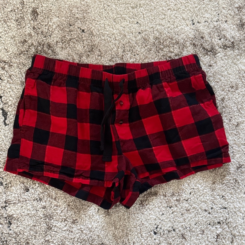 Red and Black Plaid Shorts